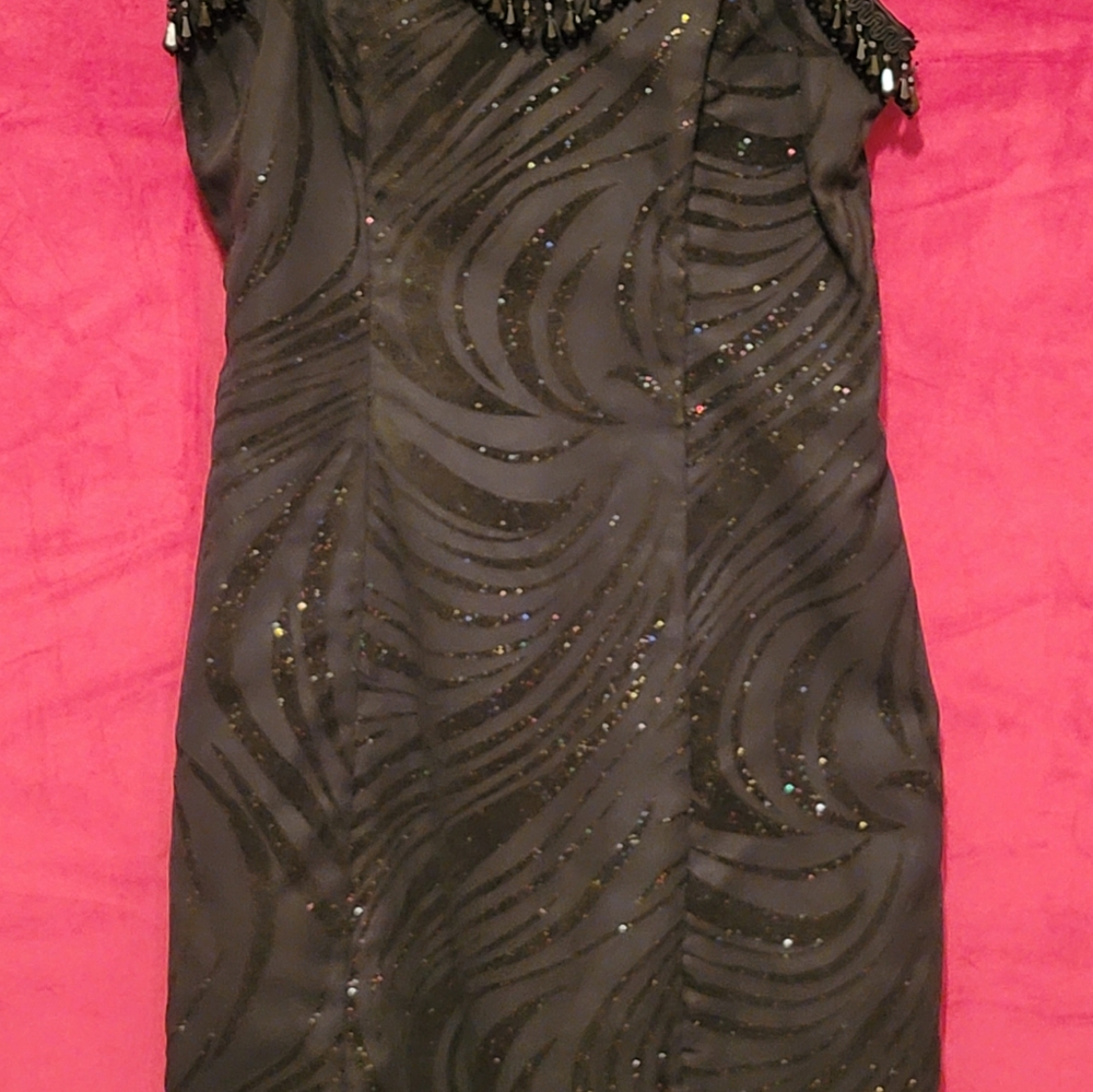 Vintage Legends By Judy Berger Cocktail Dress Black Beaded.